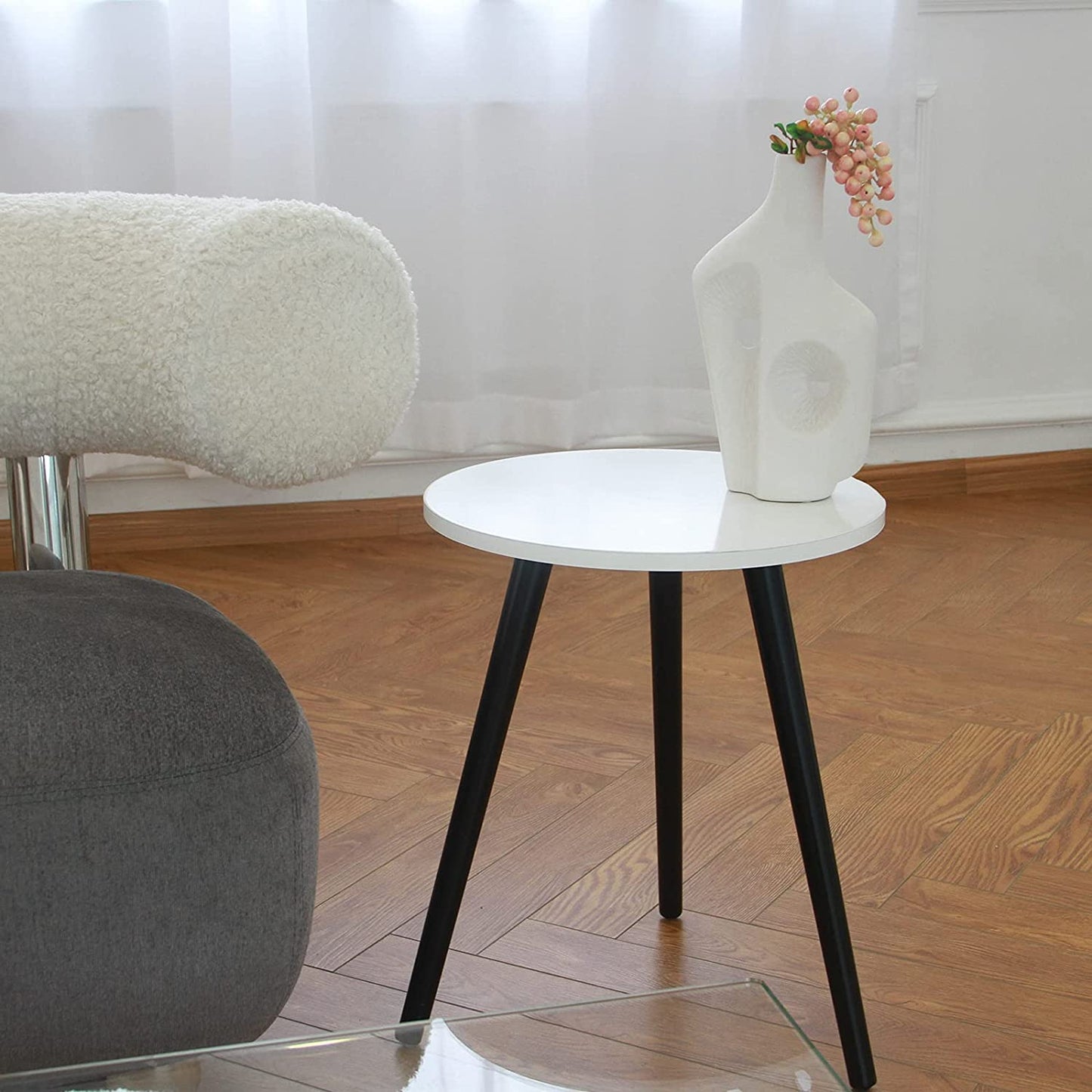 Side Tables: Modern Round Nightstand End Table