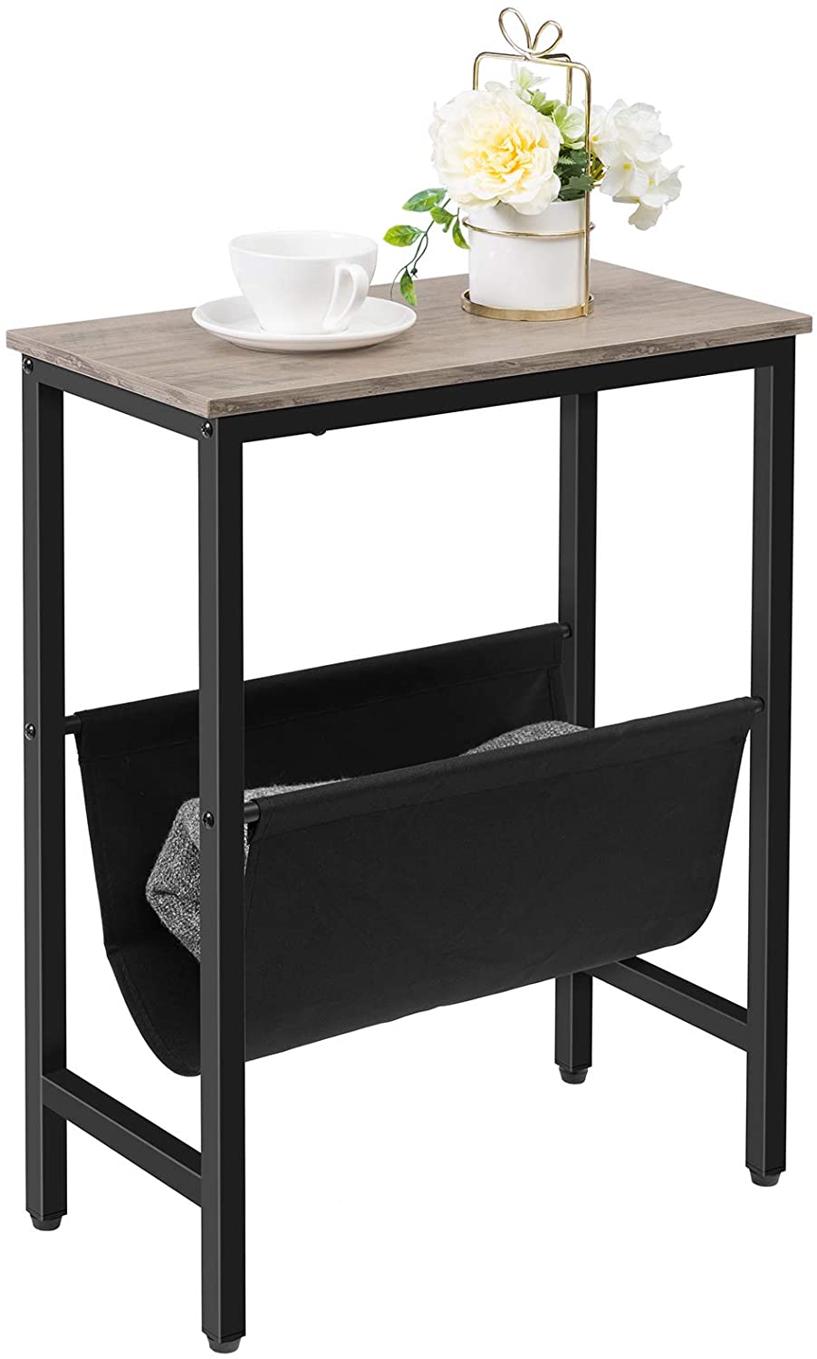 Side Tables: Narrow End Table with Magazine Holder Sling