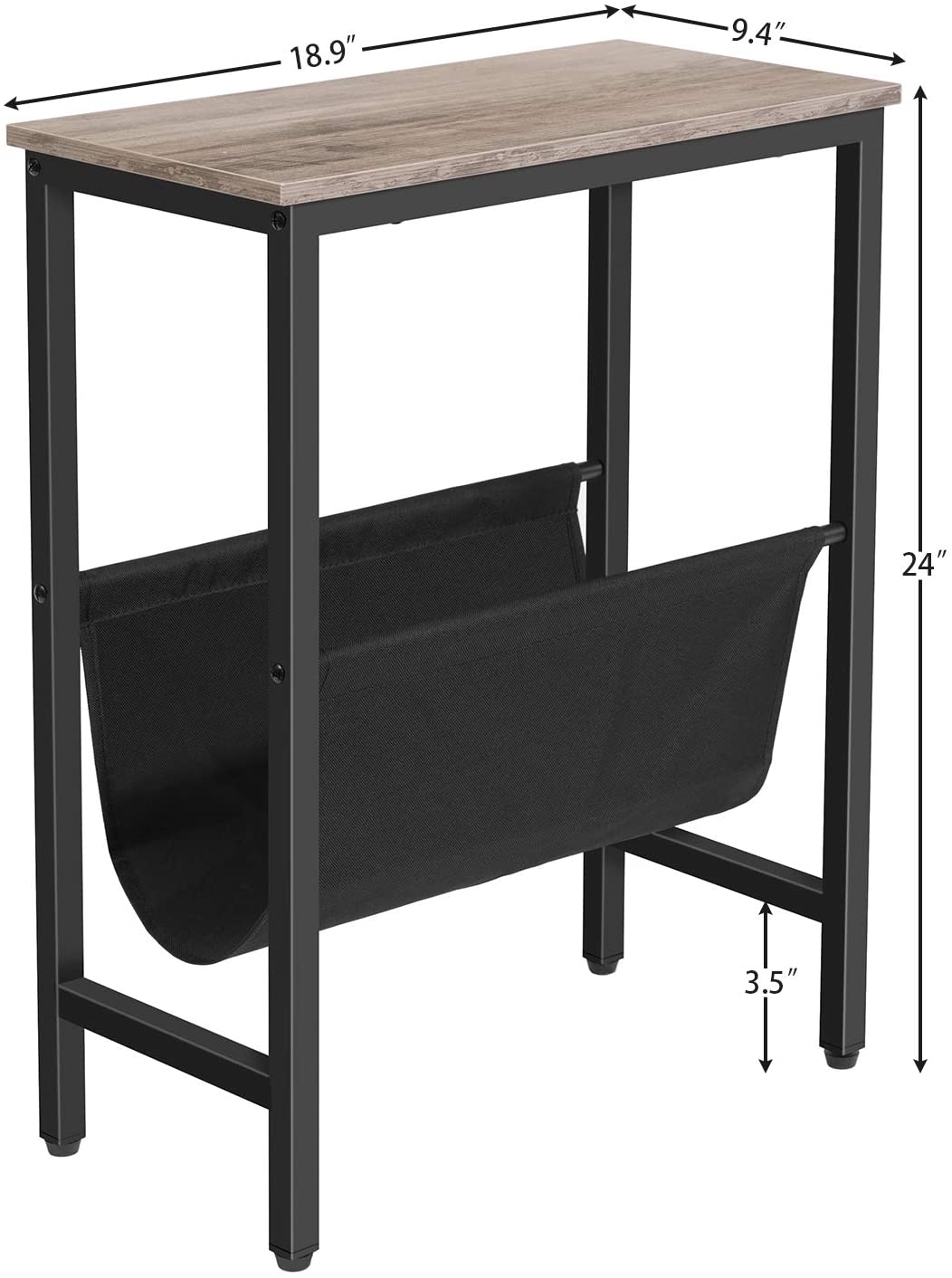 Side Tables: Narrow End Table with Magazine Holder Sling