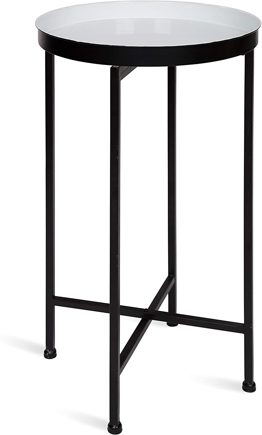 Side Tables: Round Foldable Tray Table, Detachable Magnetic Tabletop