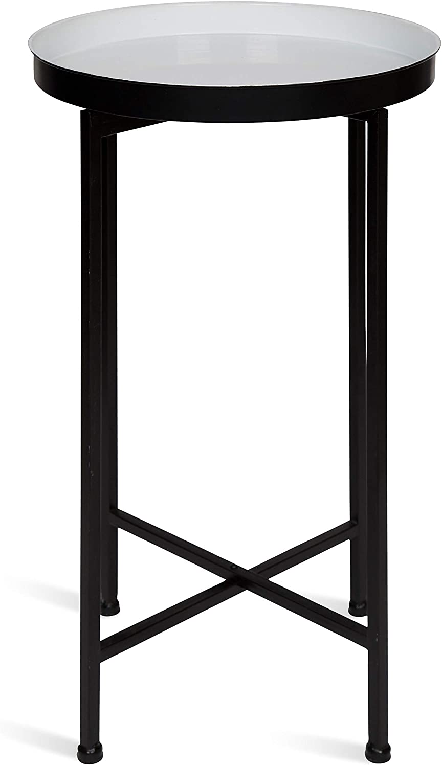 Side Tables: Round Foldable Tray Table, Detachable Magnetic Tabletop