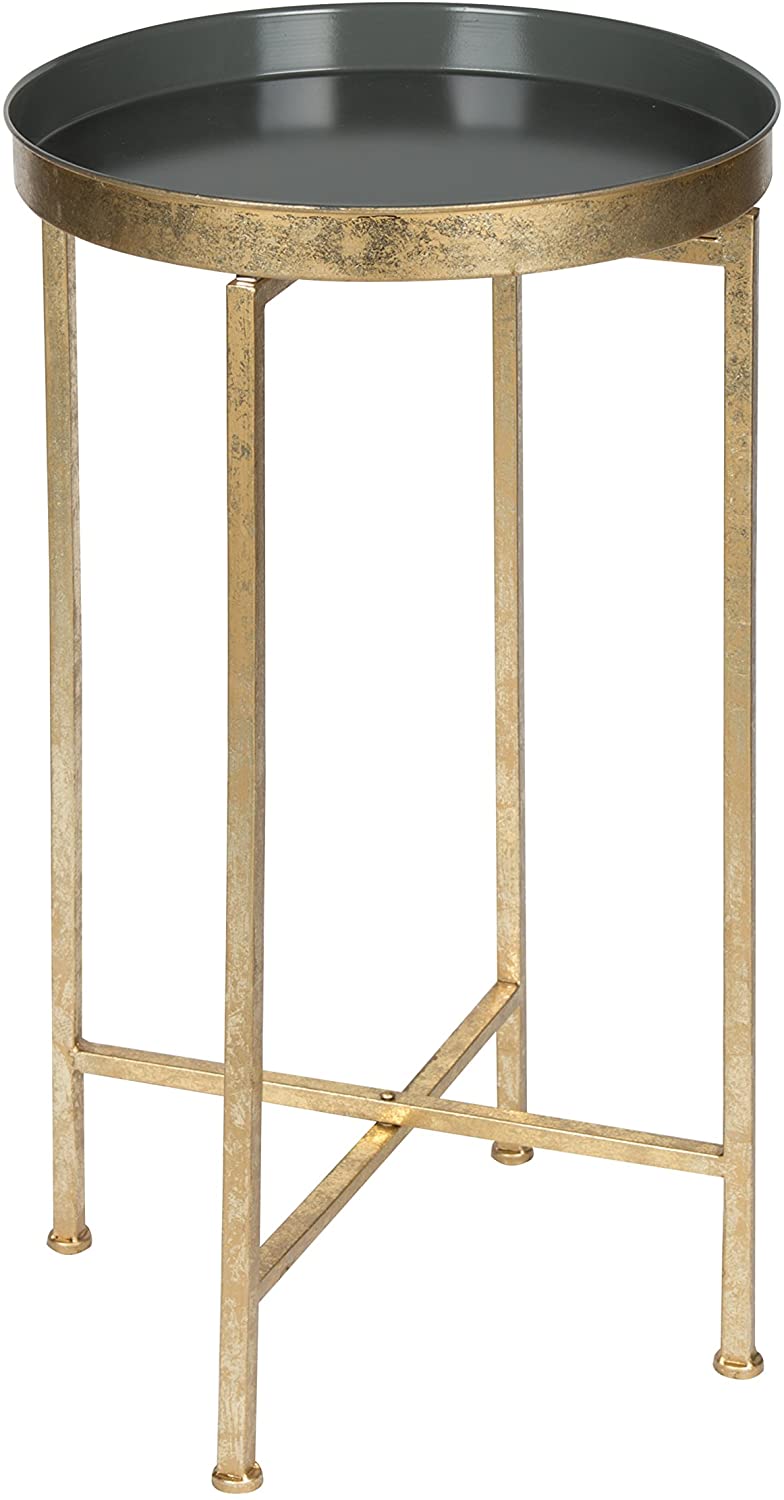Side Tables: Round Foldable Tray Table, Detachable Magnetic Tabletop