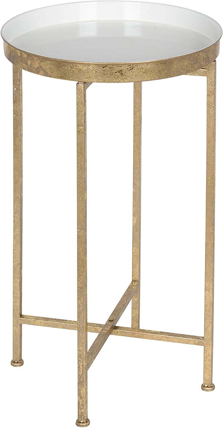 Side Tables: Round Foldable Tray Table, Detachable Magnetic Tabletop