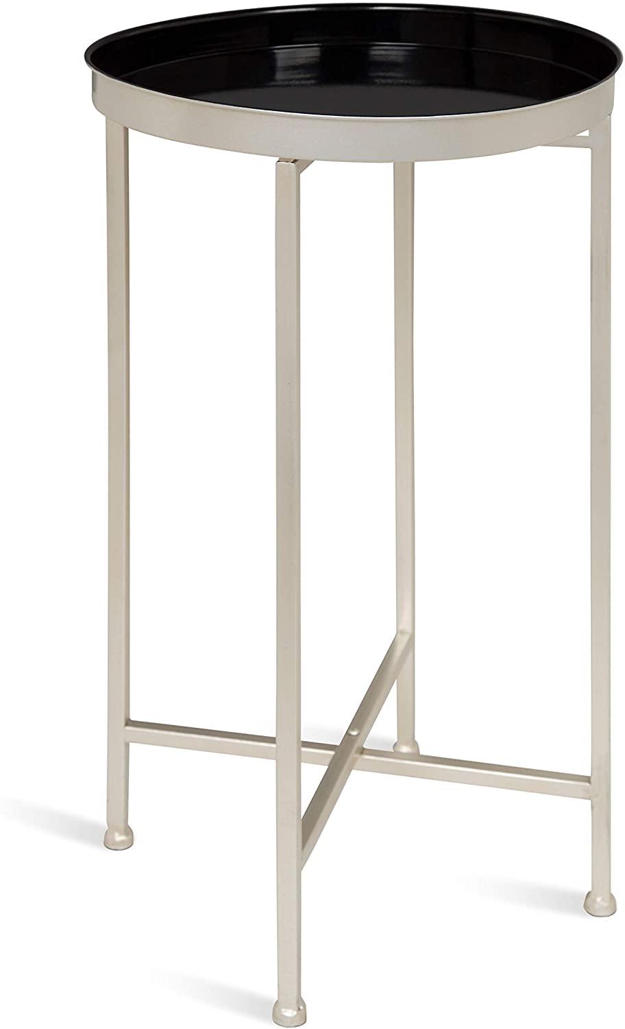 Side Tables: Round Foldable Tray Table, Detachable Magnetic Tabletop