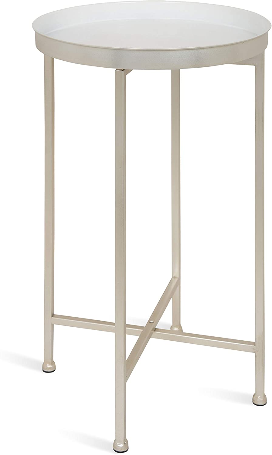Side Tables: Round Foldable Tray Table, Detachable Magnetic Tabletop