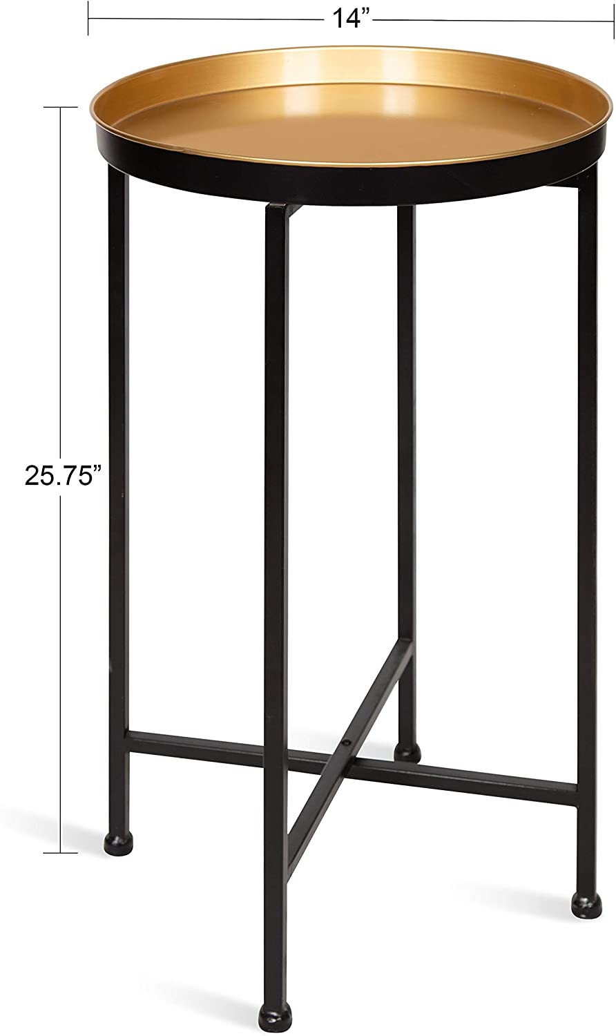 Side Tables: Round Foldable Tray Table, Detachable Magnetic Tabletop