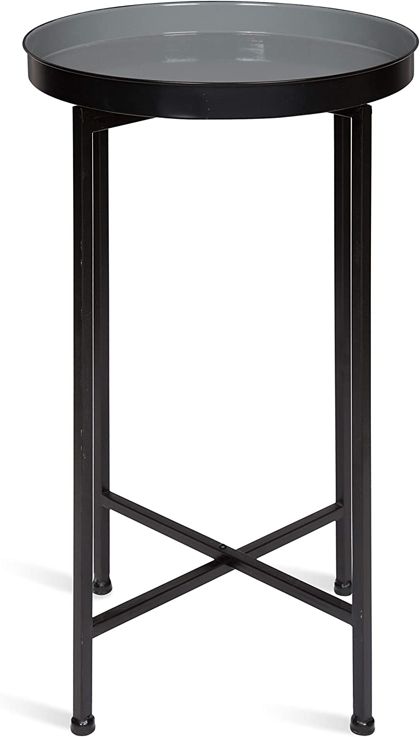 Side Tables: Round Foldable Tray Table, Detachable Magnetic Tabletop