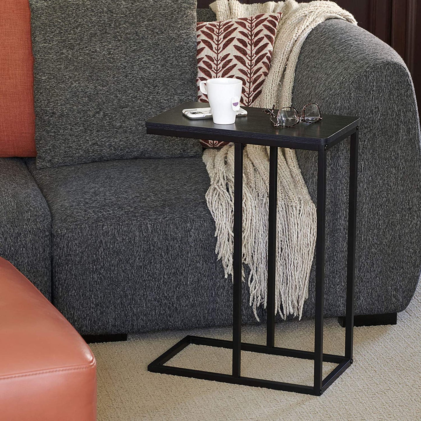 Side Tables : Snack Side Table, C Shaped End Table for Sofa Couch and Bed