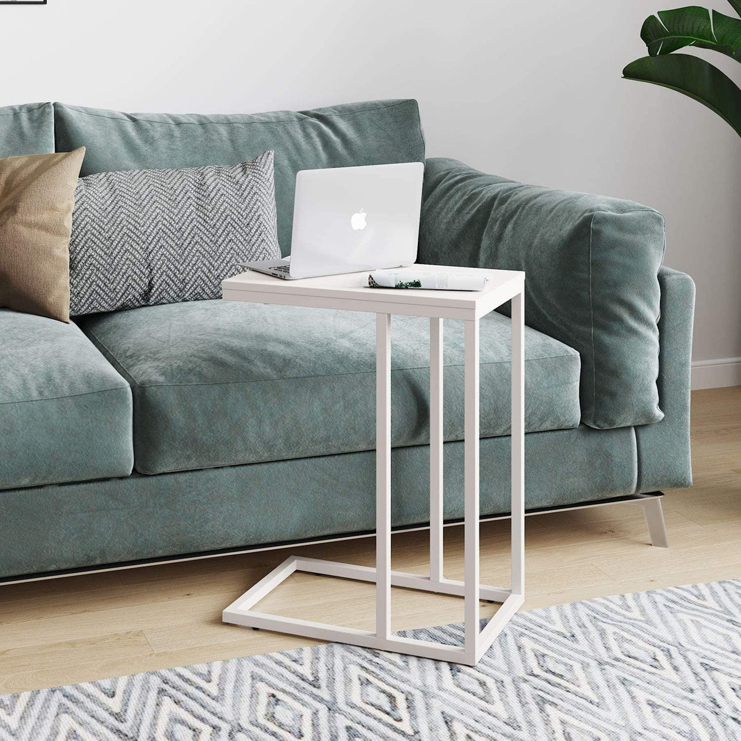 Side Tables : Snack Side Table, C Shaped End Table for Sofa Couch and Bed