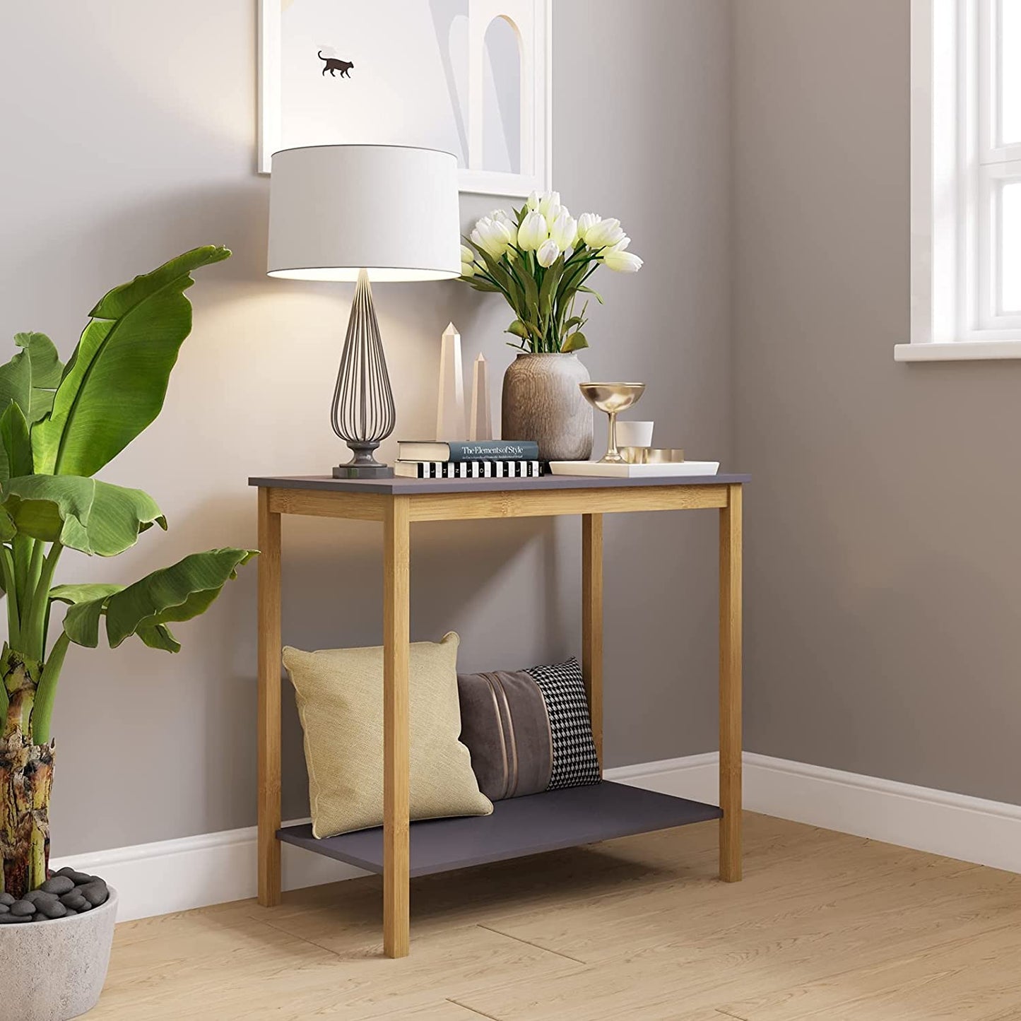 Side Tables Storage Shelf for Living Room Bedroom Balcony Family and Office in Grey Color