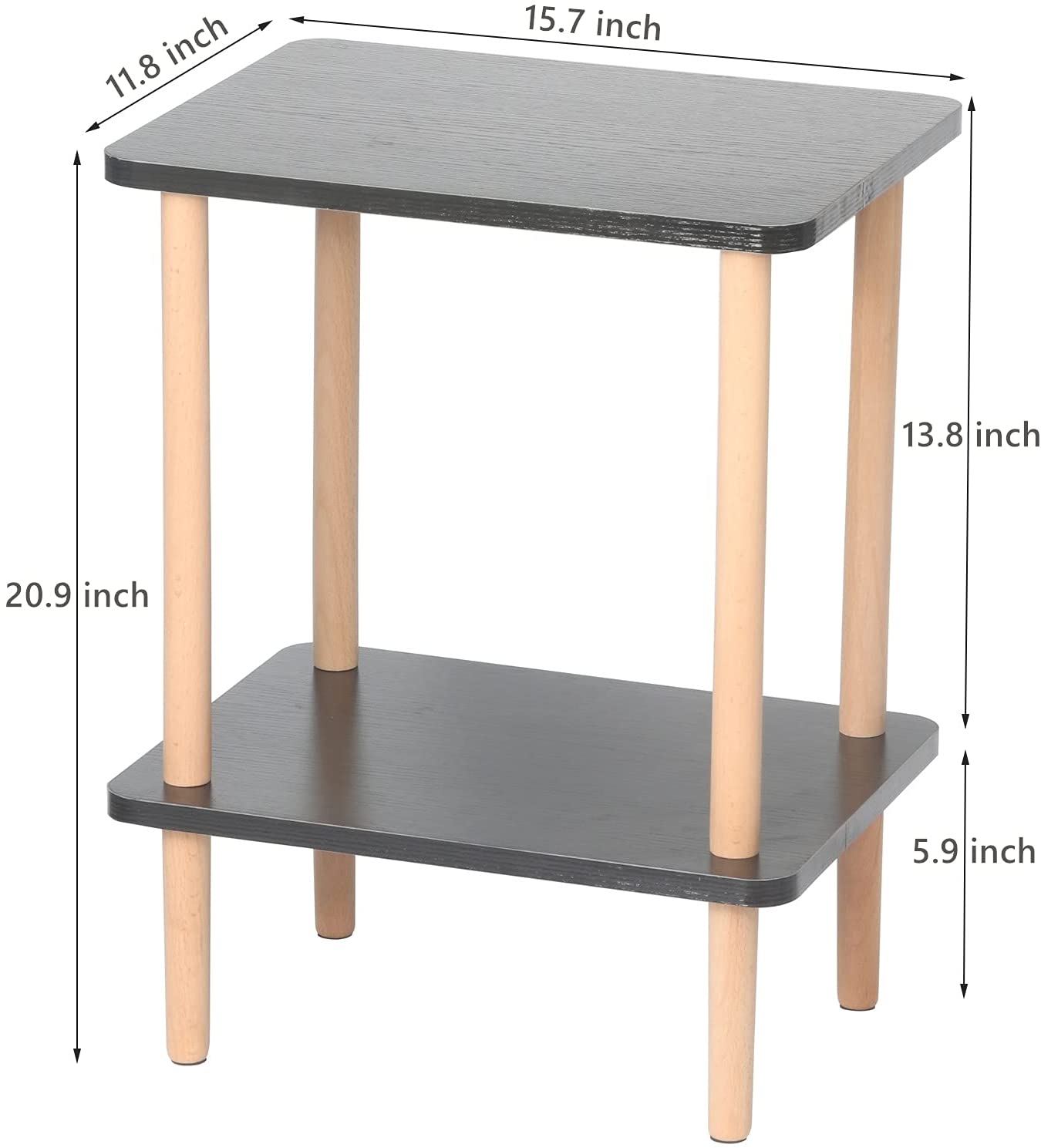 Side Tables : Tier Side Table Tall End Table with Storage Rack Wooden Nightstand Bedside Table