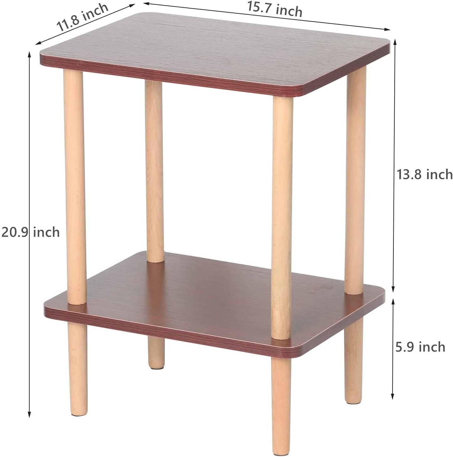 Side Tables : Tier Side Table Tall End Table with Storage Rack Wooden Nightstand Bedside Table