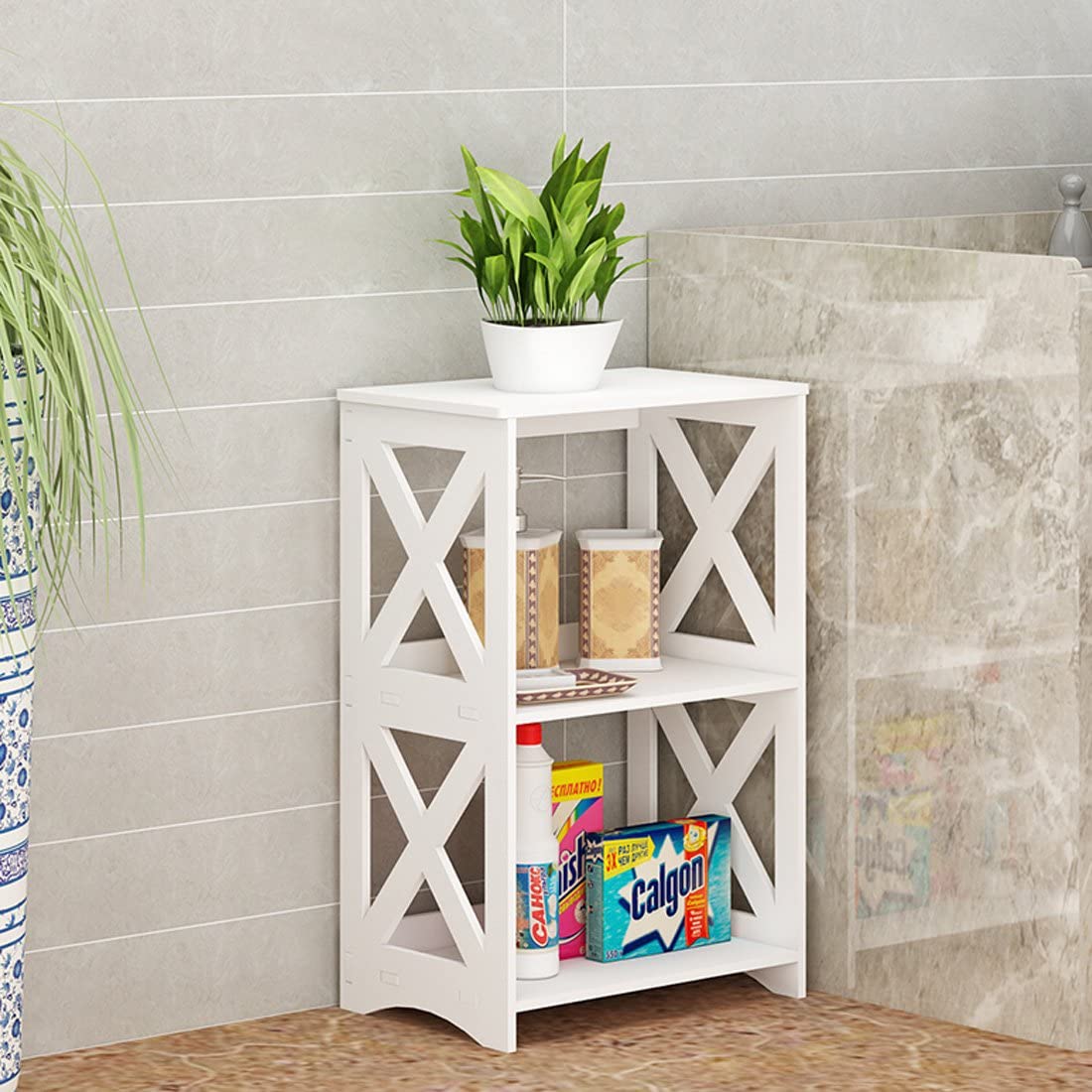 Side Tables: White 2 Tier End Table