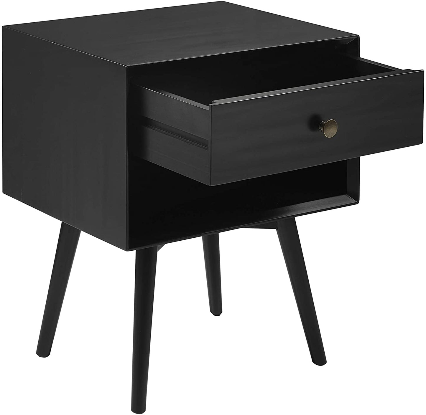 Side Tables: Wood Nightstand Side Bedroom Storage Drawer and Shelf Bedside End Table