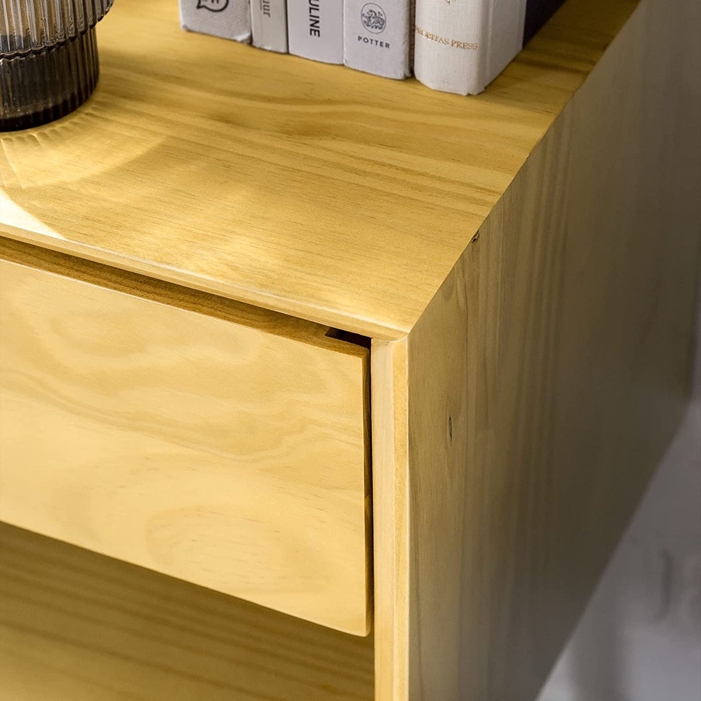 Side Tables: Wood Nightstand Side Bedroom Storage Drawer and Shelf Bedside End Table
