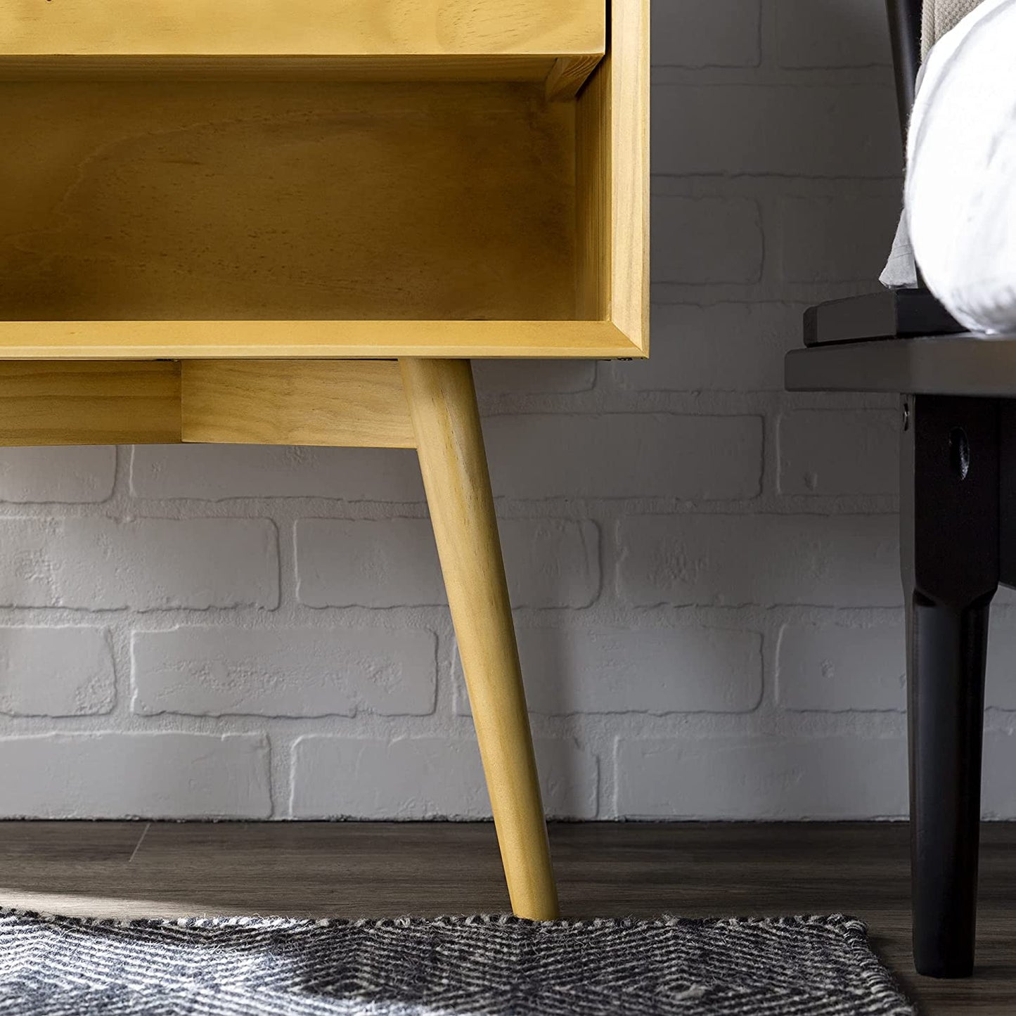 Side Tables: Wood Nightstand Side Bedroom Storage Drawer and Shelf Bedside End Table