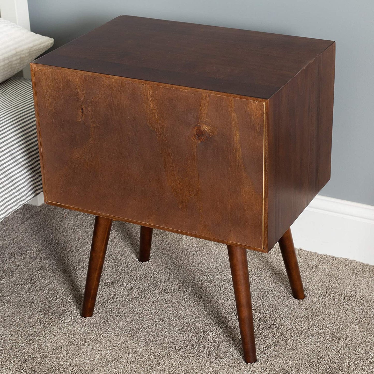 Side Tables: Wood Nightstand Side Bedroom Storage Drawer and Shelf Bedside End Table