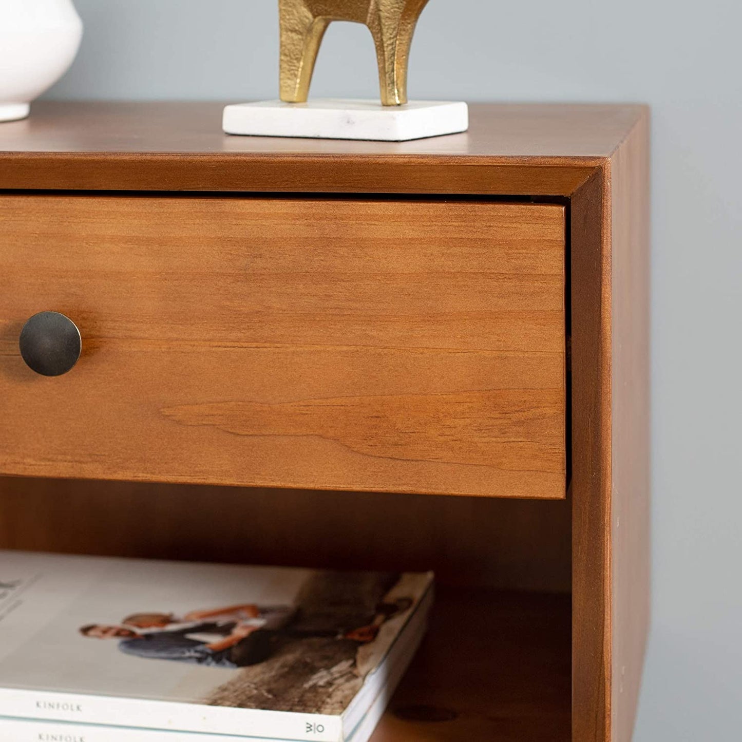 Side Tables: Wood Nightstand Side Bedroom Storage Drawer and Shelf Bedside End Table