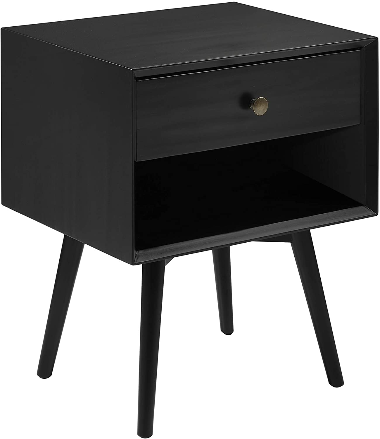 Side Tables: Wood Nightstand Side Bedroom Storage Drawer and Shelf Bedside End Table