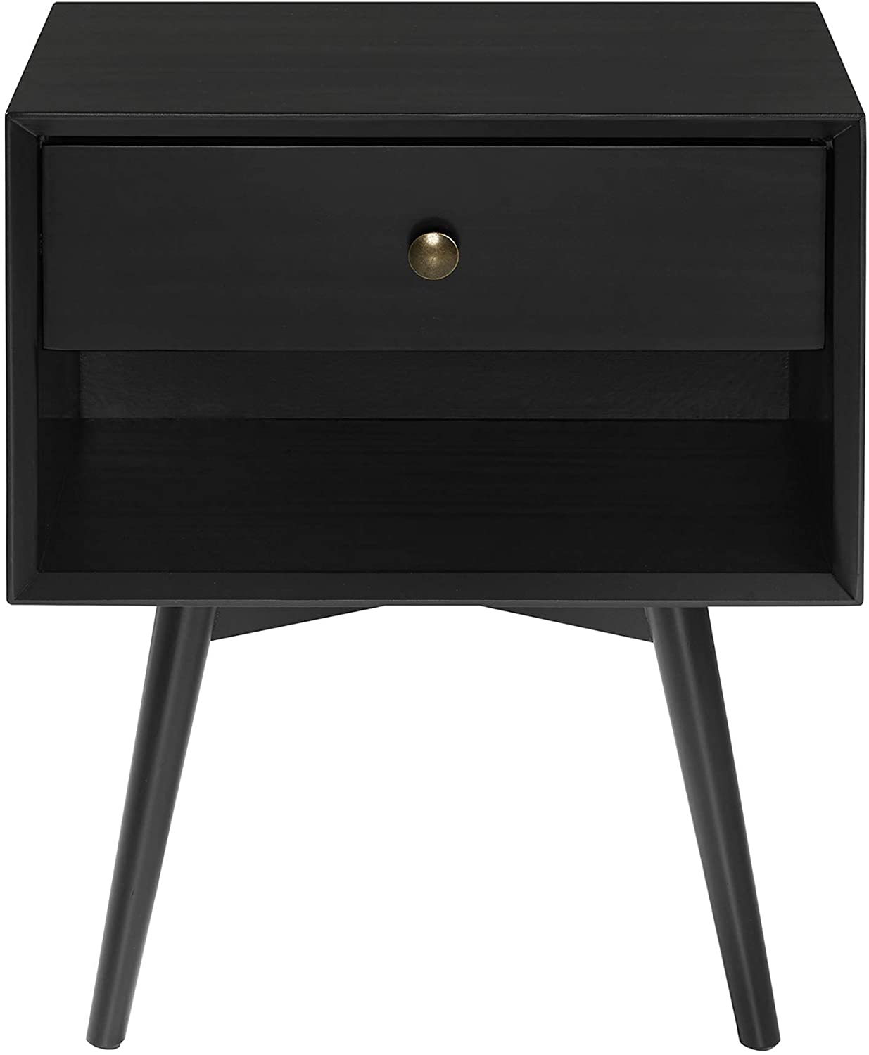 Side Tables: Wood Nightstand Side Bedroom Storage Drawer and Shelf Bedside End Table