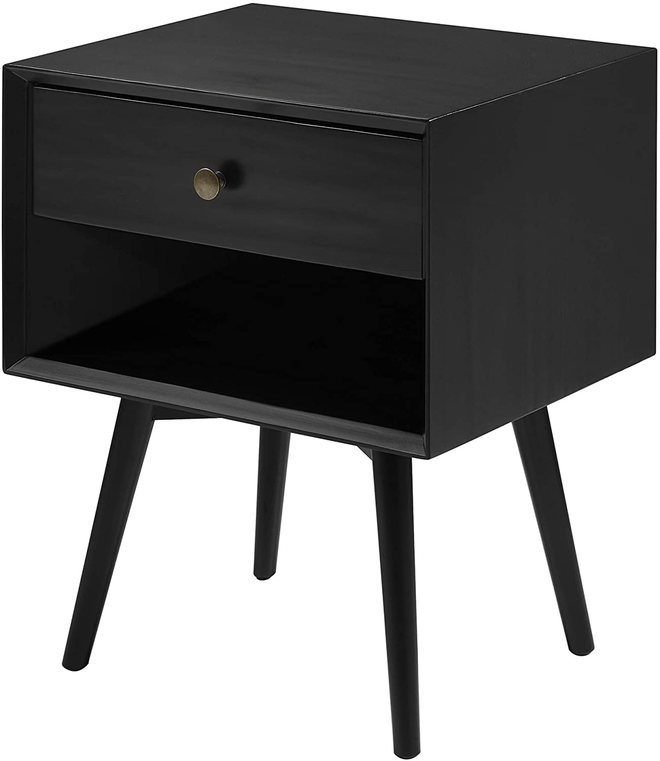 Side Tables: Wood Nightstand Side Bedroom Storage Drawer and Shelf Bedside End Table