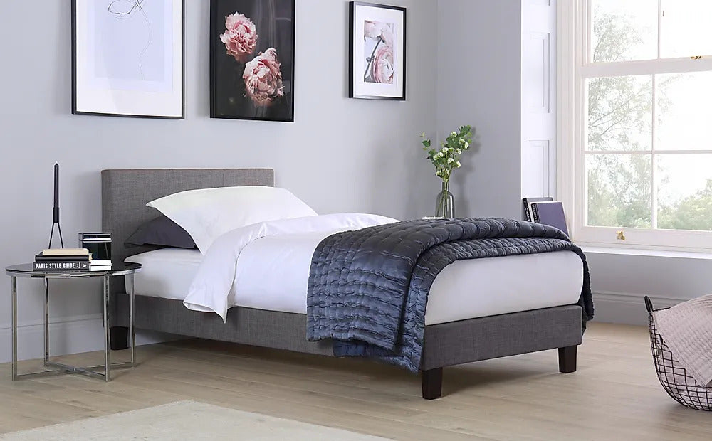 Single Bed: Berlin Style Grey Fabric Single Bed