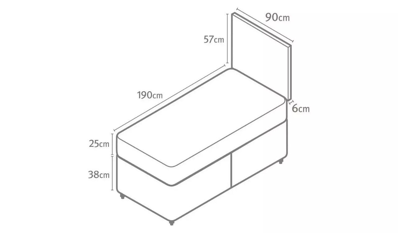 Single Bed: Charcoal Single Divan Bed