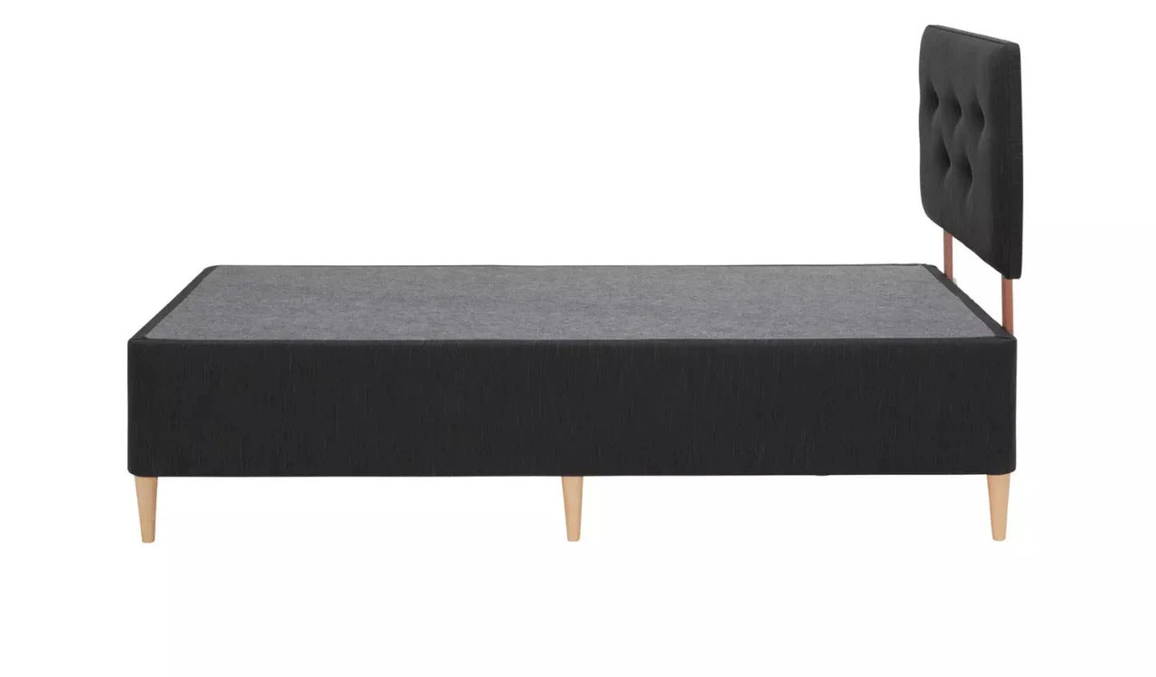 Single Bed: Fabric Single Divan Bed with Wooden feet