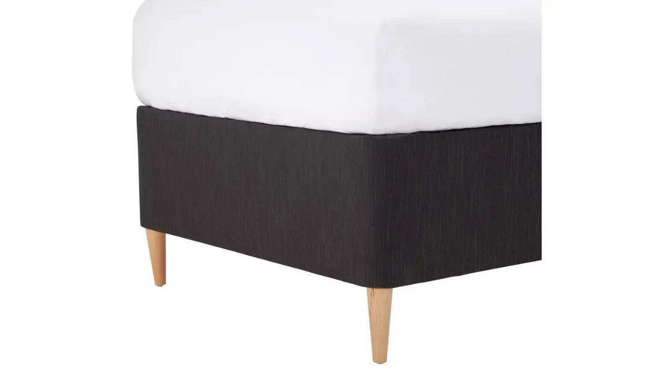 Single Bed: Fabric Single Divan Bed with Wooden feet