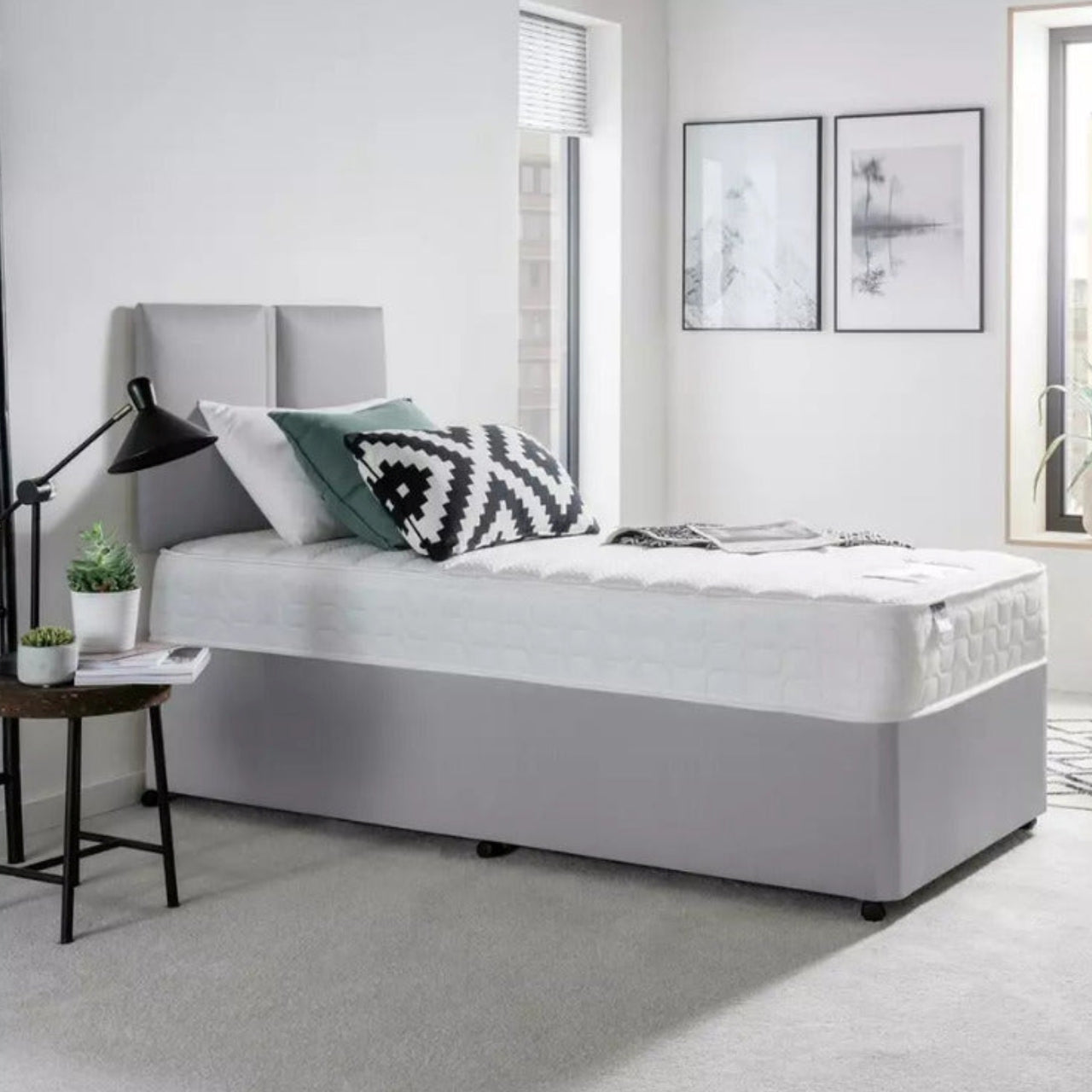 Divan Bed: Light Grey Divan Bed