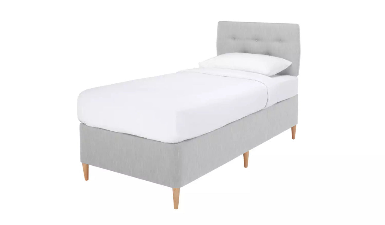 Single Bed: Light Grey Single Divan Bed