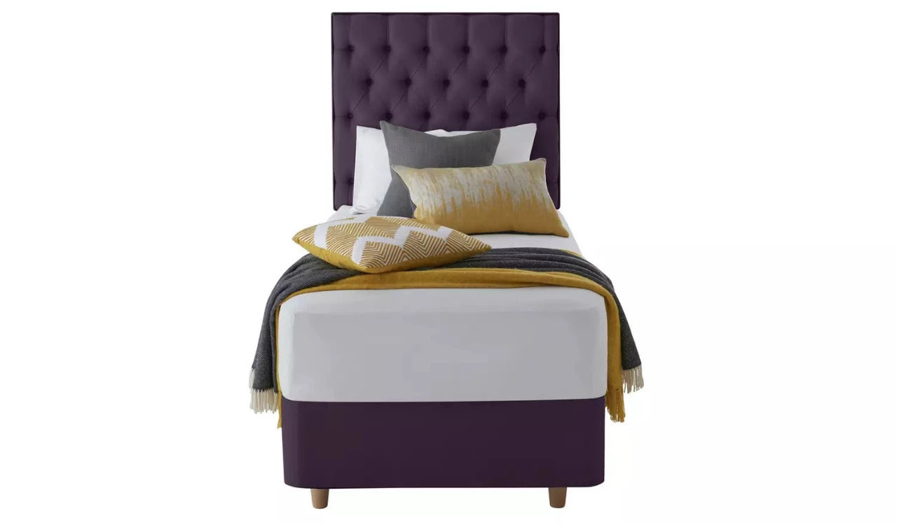 Single Bed: Luxury Fabric 2 Drawer Single Divan Bed