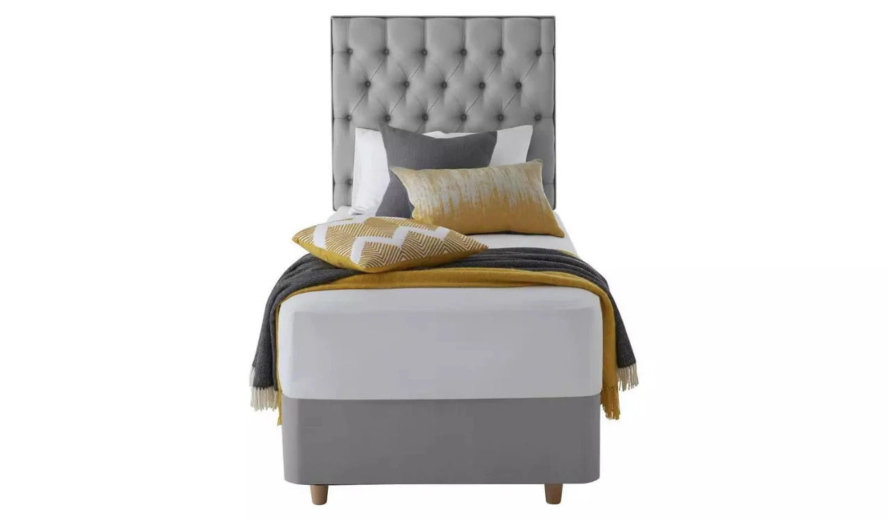 Single Bed: Luxury Fabric 2 Drawer Single Divan Bed