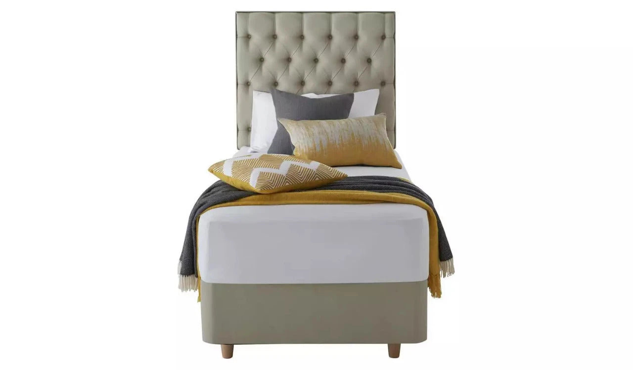 Single Bed: Luxury Fabric 2 Drawer Single Divan Bed
