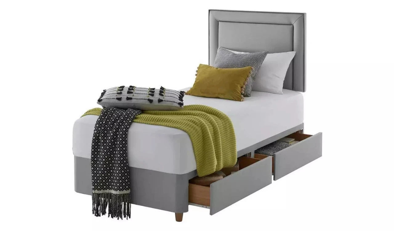 Single Bed: Traditional Style 2 Drawer Single Divan Bed