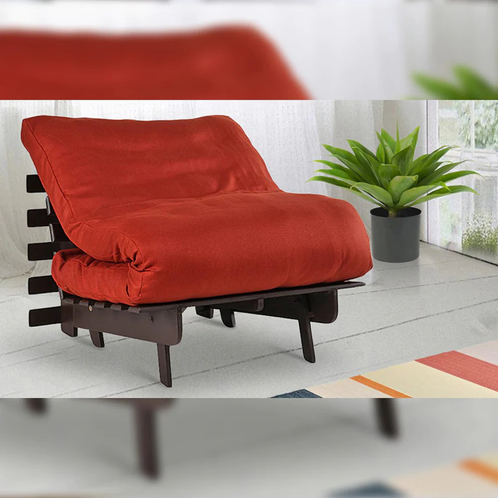 Futon: Wooden Single Futon Sofa Cum Bed