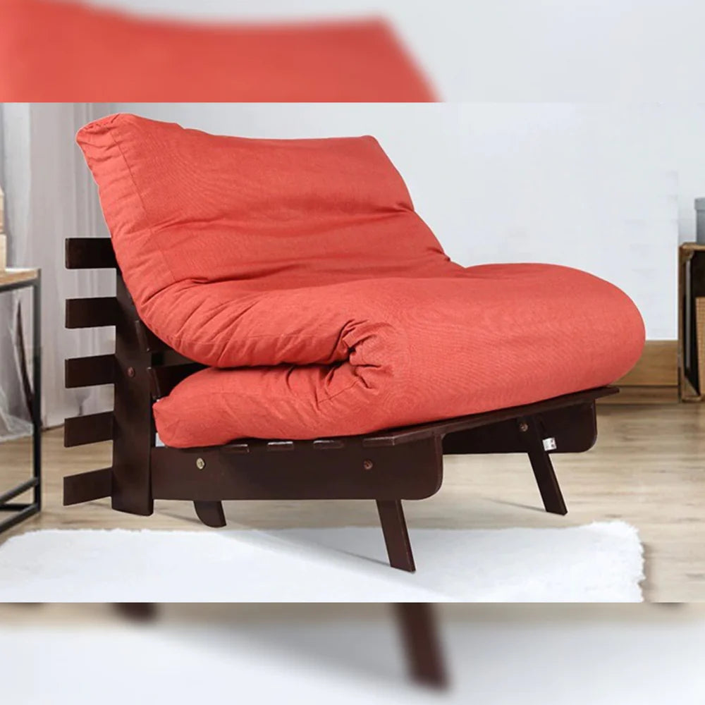 Futon: Wooden Single Futon Sofa Cum Bed