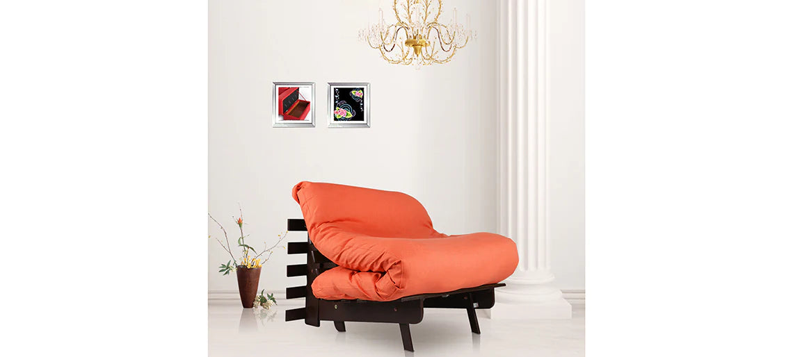 Futon: Wooden Single Futon Sofa Cum Bed