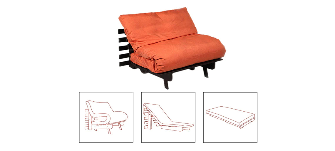 Futon: Wooden Single Futon Sofa Cum Bed