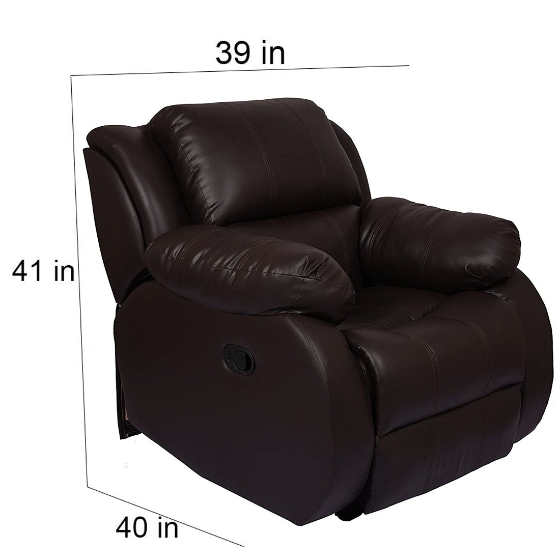 Single Seater 1 Seat Recliner Sofa with Premium Leatherette, Brown