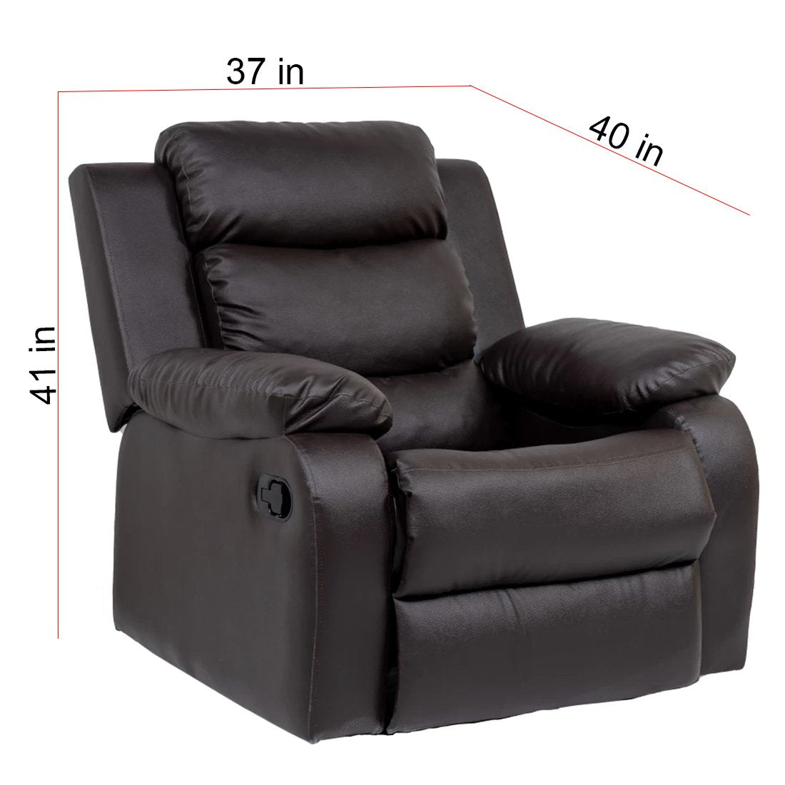 Single Seater 1 Seat Recliner Sofa with Premium Leatherette, Brown