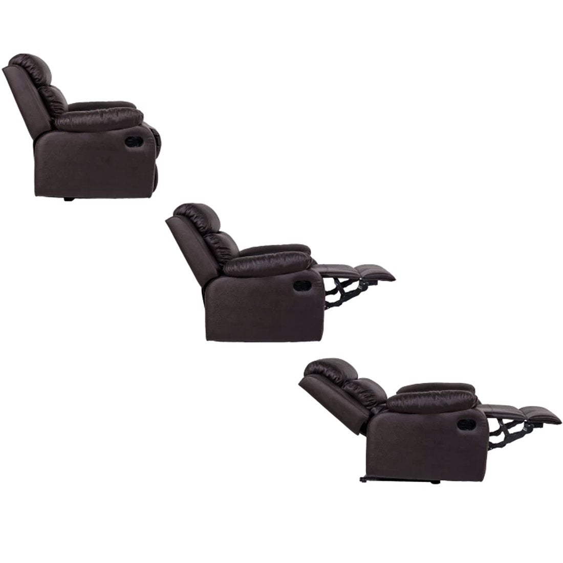 Single Seater 1 Seat Recliner Sofa with Premium Leatherette, Brown