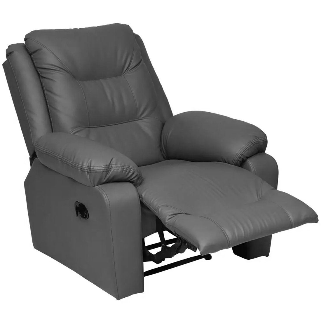 1 Seat Recliner Sofa with Premium Leatherette, Grey
