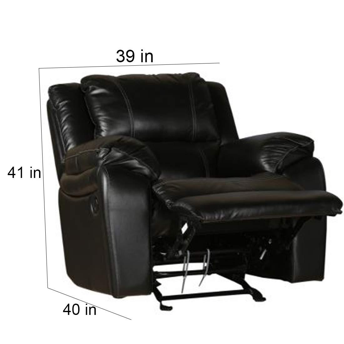 Single Seater 1 Seat Recliner Sofa with Premium Leatherette, Black