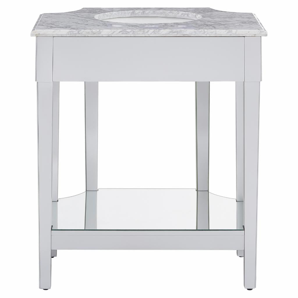 Single Sink Vanities: 32 in. Marble Topped Mirrored Vanity with Sink