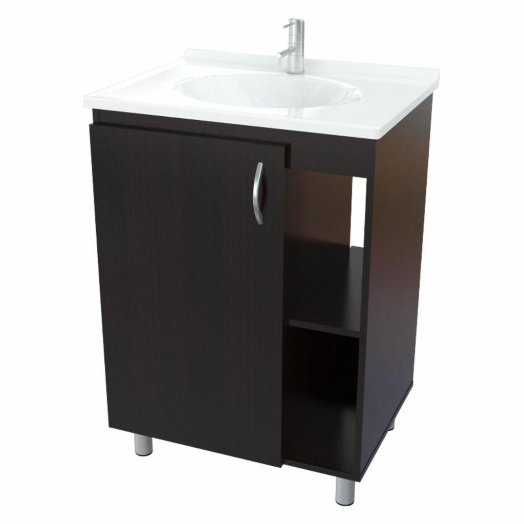 Single Sink Vanities: Espresso Bathroom Vanity with Metal Feet