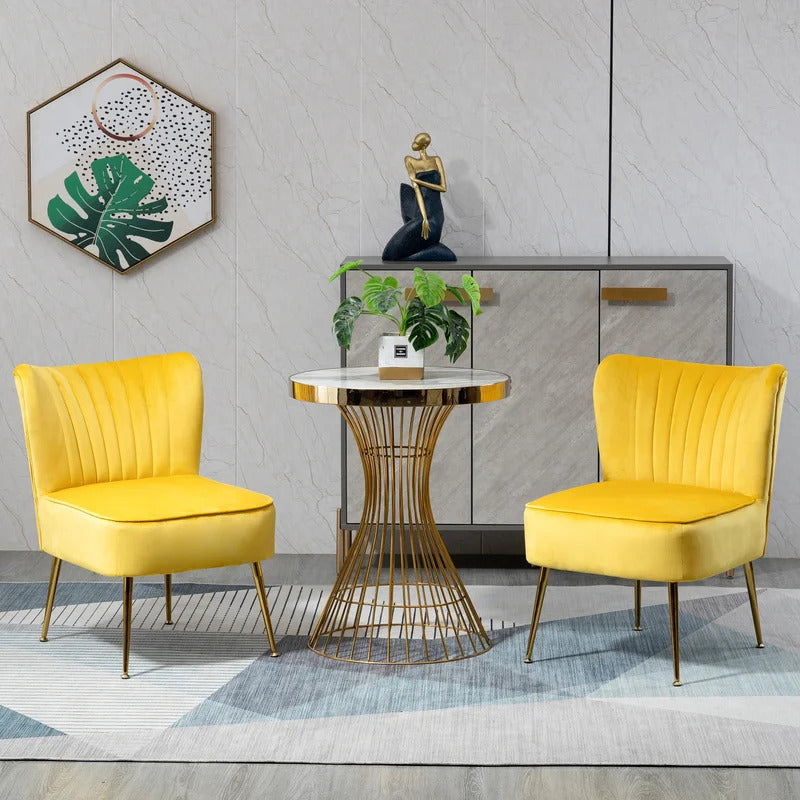 Slipper Chair: 22.24'' Wide Velvet Slipper Chair (Set of 2)