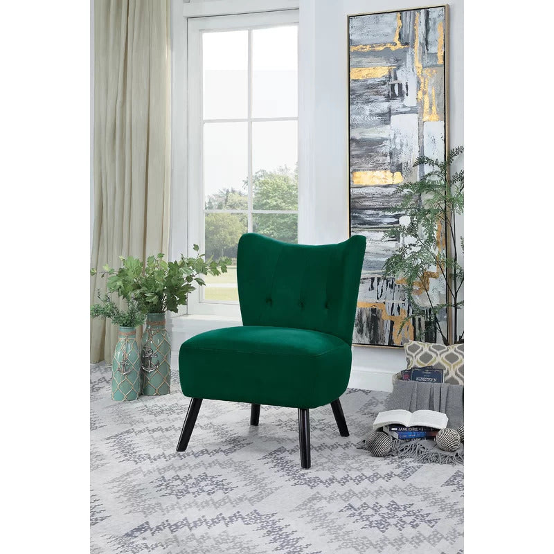 Slipper Chair: 22.5'' Wide Tufted Velvet Slipper Chair