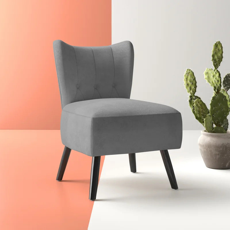 Slipper Chair: 22.5'' Wide Tufted Velvet Slipper Chair
