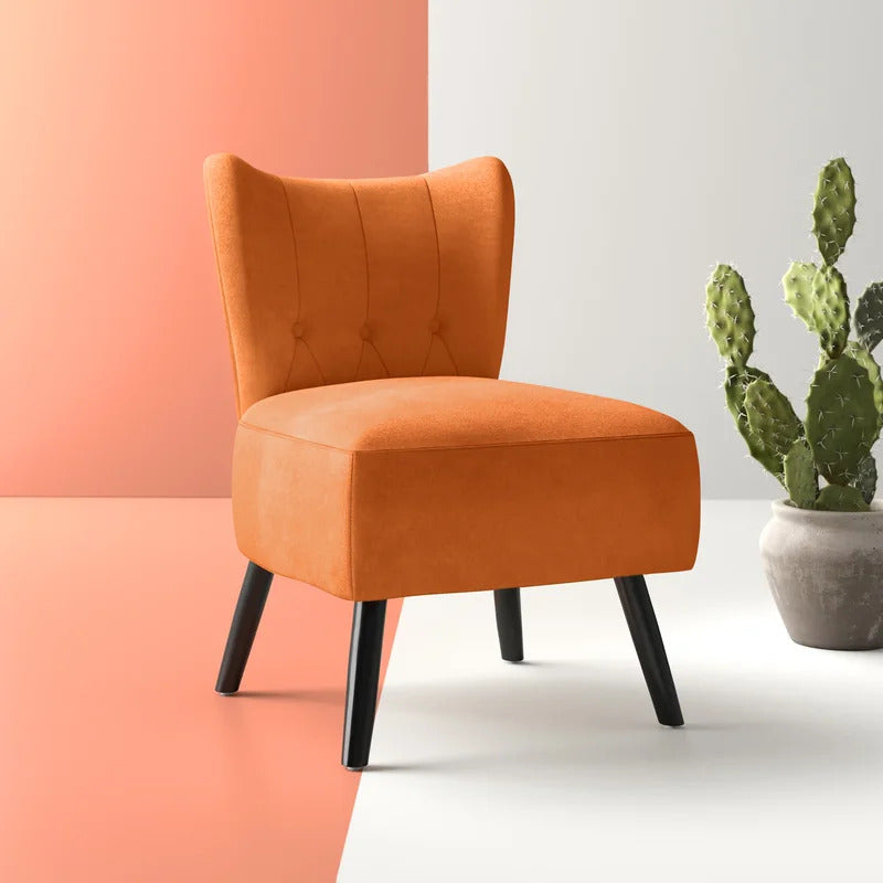 Slipper Chair: 22.5'' Wide Tufted Velvet Slipper Chair